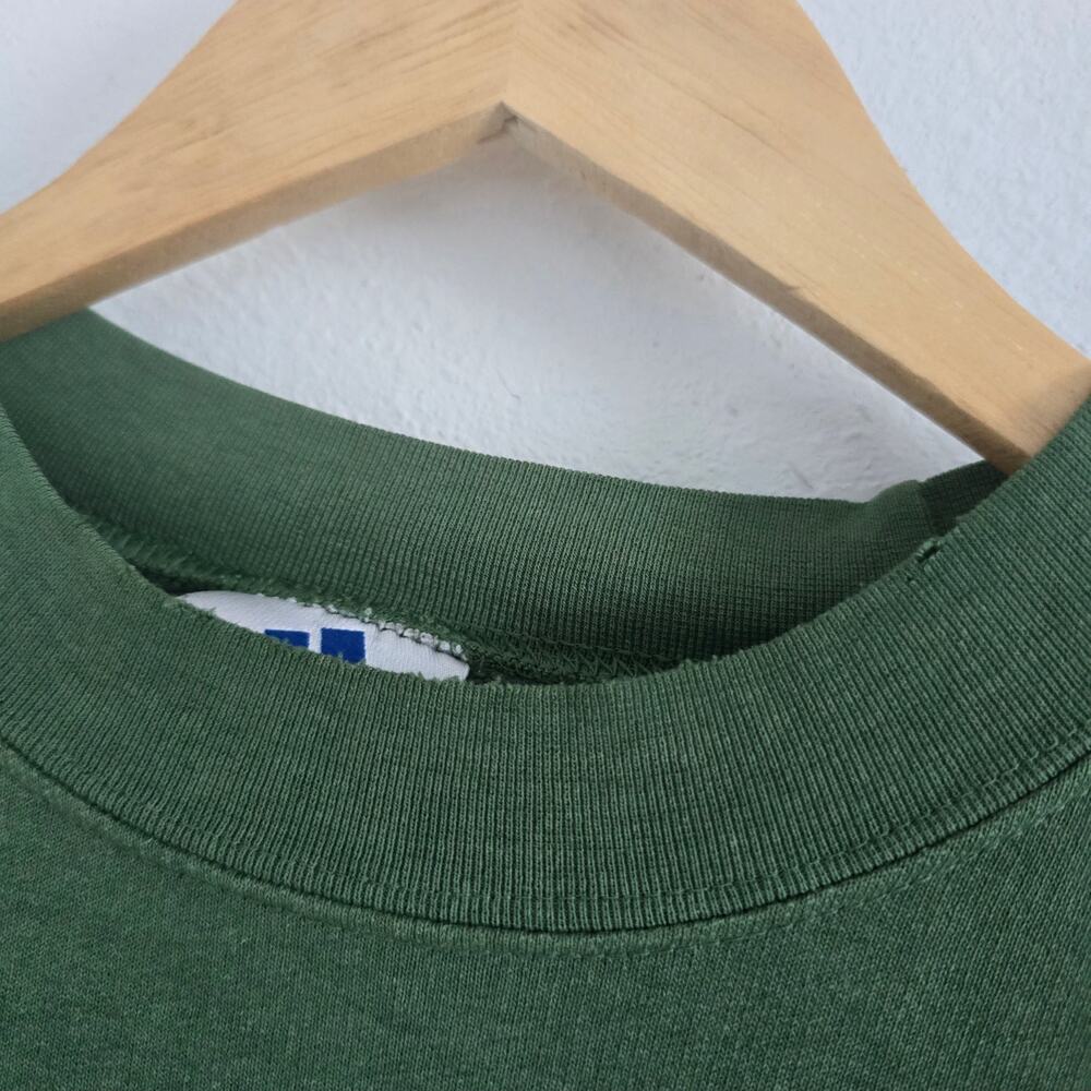 Vintage Adidas 90s Pullover Sweatshirt Green L Distressed Trefoil Embroidered - Picture 4 of 8